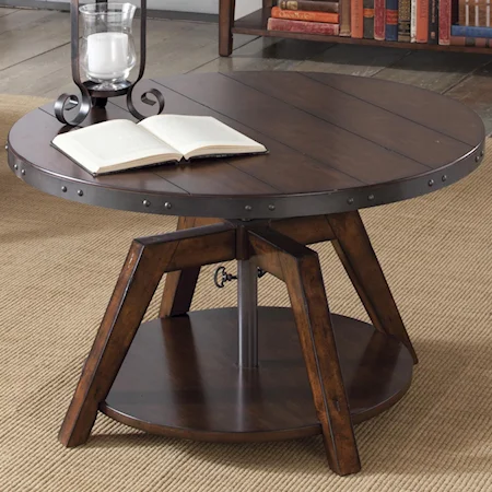 Industrial Casual Adjustable Round Motion Cocktail Table